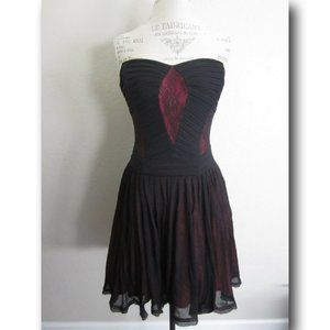 Betsey Johnson Black and Pink Strapless Dress